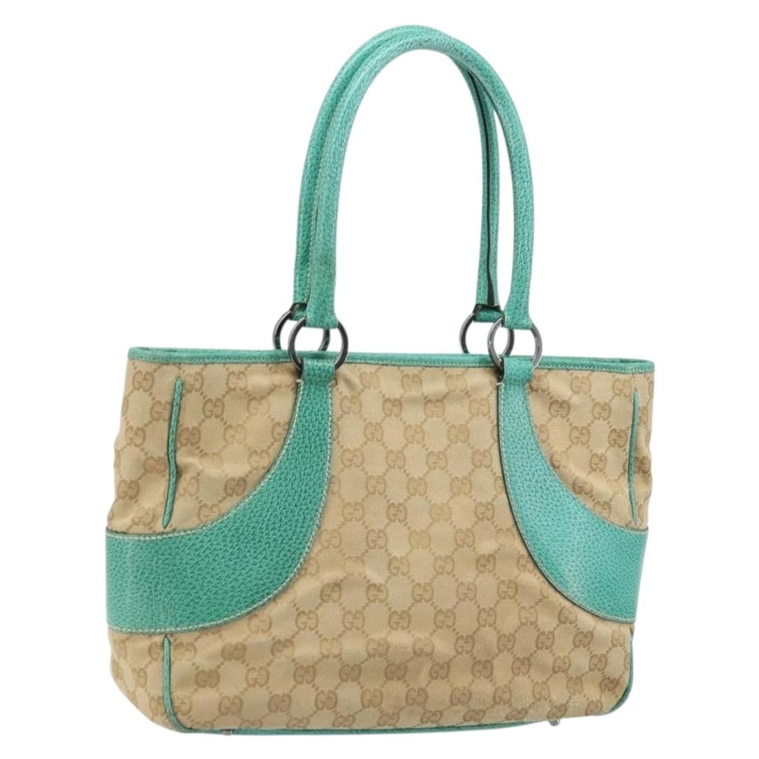 Gucci 113011 Beige Silver GG Canvas Womens Hand Bag: Gucci 113011 Beige Silver GG Canvas Womens Hand Bag Gucci women's handbag in beige and silver GG canvas, made in Italy. This piece is offered without the original box or dust bag; only the photographe