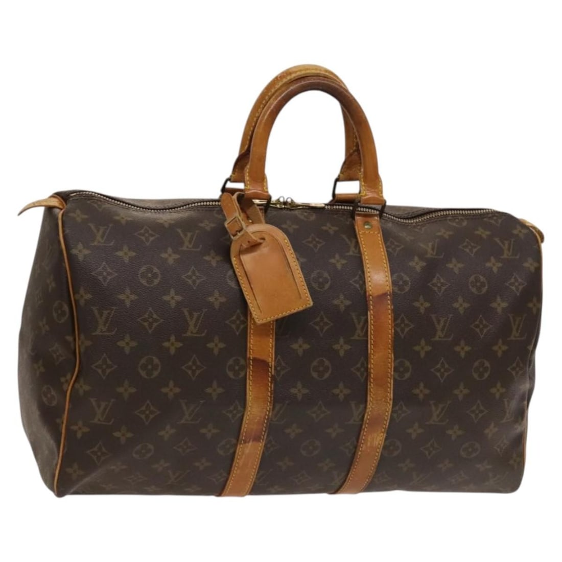 Louis Vuitton M41428 Keepall 45 Monogram Canvas Boston Bag: Louis Vuitton M41428 Keepall 45 Monogram Canvas Boston Bag Louis Vuitton Keepall 45 Boston bag in Monogram canvas, made in France. This women's travel bag includes a name tag and Powanie. Condition is