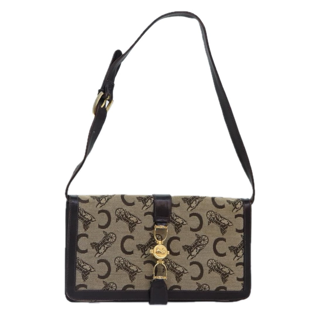CELINE C Saluki beige canvas shoulder bag for women (1 of 18)