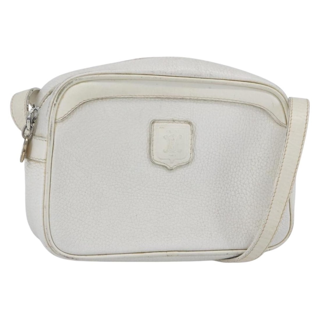 CELINE White Leather Shoulder Bag BA8002 Made in Italy: CELINE White Leather Shoulder Bag BA8002 Made in Italy This authentic CELINE shoulder bag showcases a timeless design crafted from high-quality white leather. Ideal for everyday use, it features a com
