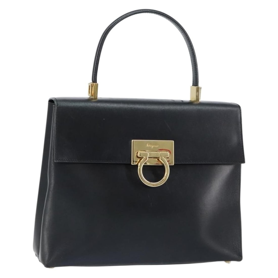 Salvatore Ferragamo Gancini Black Gold Leather Hand Bag Auth 155657 Italy: Salvatore Ferragamo Gancini Black Gold Leather Hand Bag Auth 155657 Italy This authentic Salvatore Ferragamo Gancini Hand Bag is a stylish accessory, crafted from high-quality black leather with gold 