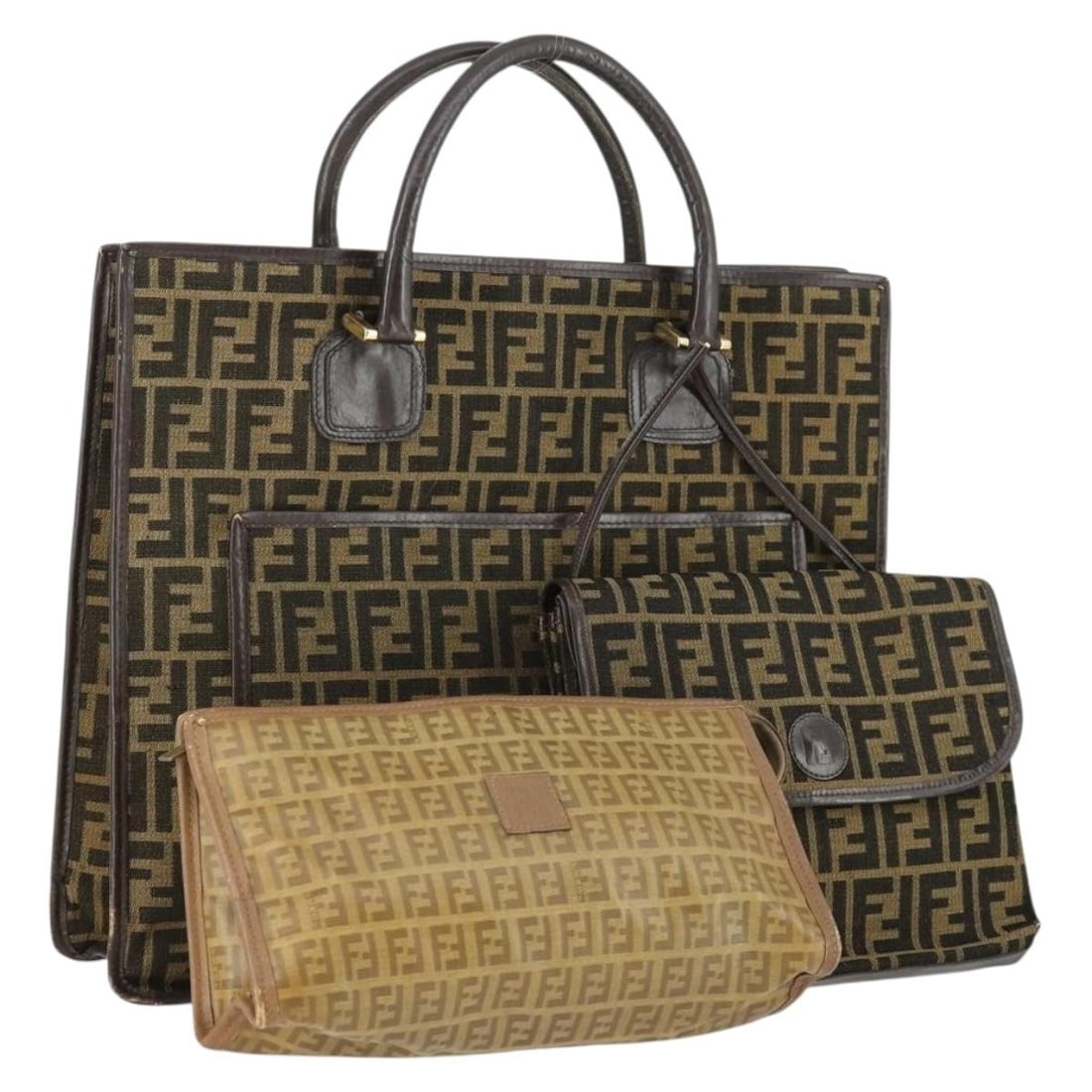 FENDI shoulder bag 3 piece set in black brown Zucca canvas: FENDI shoulder bag 3 piece set in black brown Zucca canvas Authentic FENDI 3-piece shoulder bag set in black and brown Zucca canvas. This women's bag set is made in Italy and includes only the items s