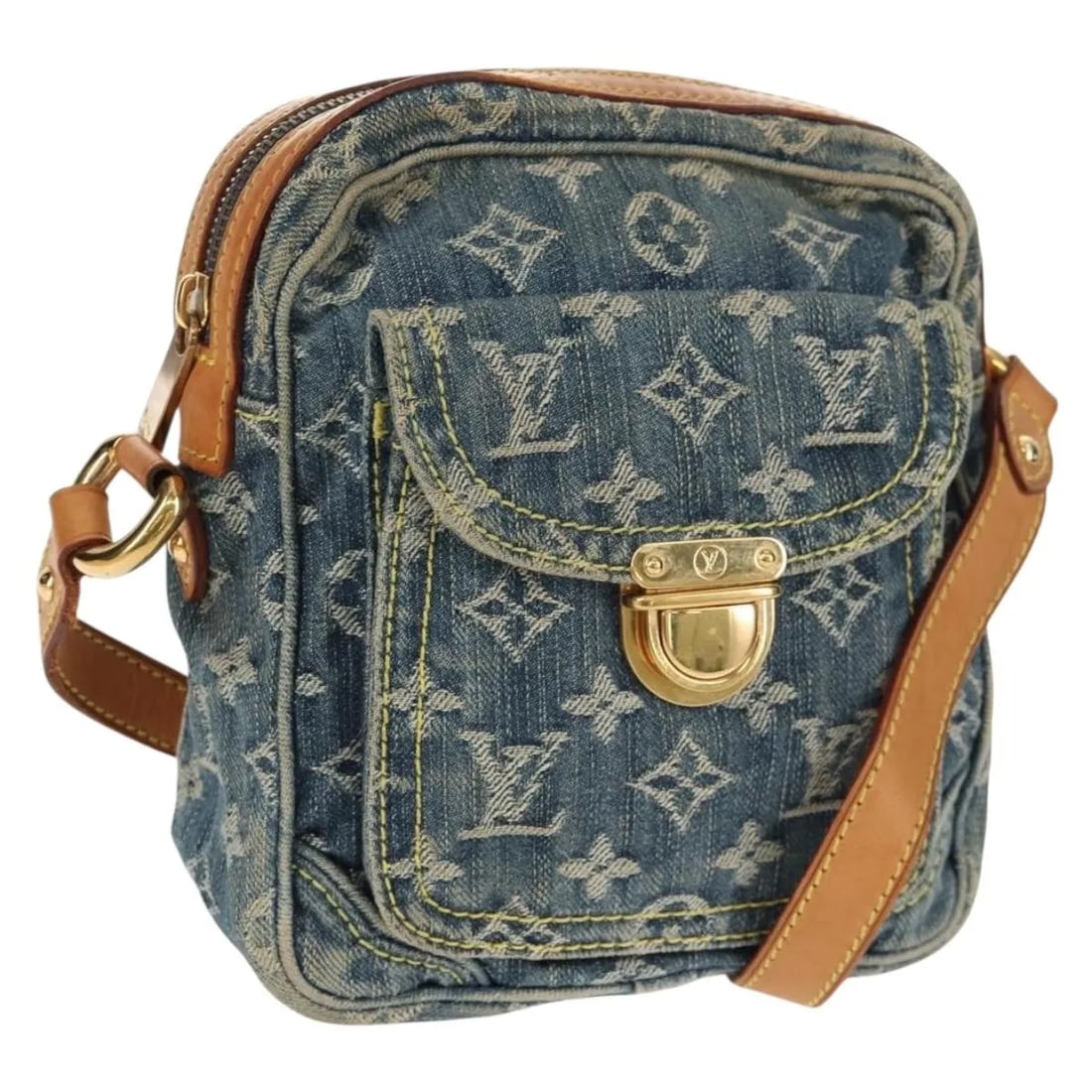 Monogram Denim Camera Bag by Louis Vuitton Blue France: Monogram Denim Camera Bag by Louis Vuitton Blue France This Louis Vuitton Monogram Denim Camera Bag is crafted from blue denim jeans material and features the iconic monogram pattern. Designed for wom