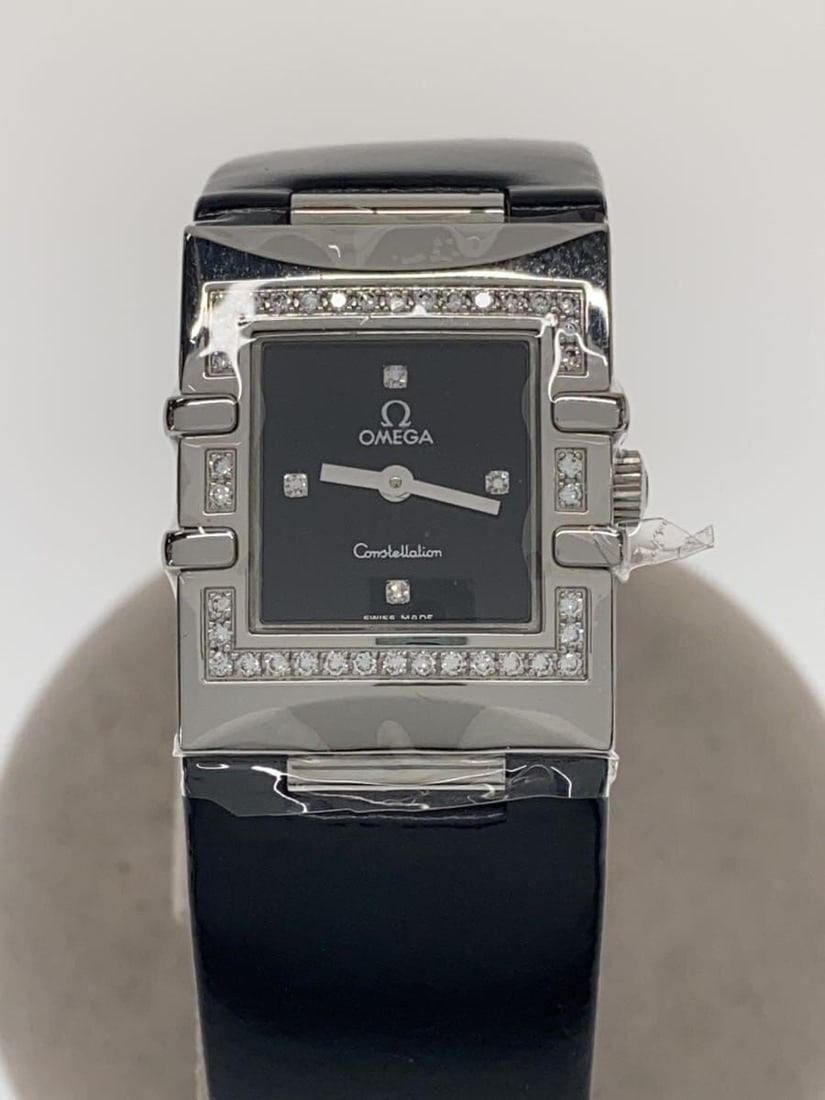 Omega Constellation Cale Quadra Black Leather Women's Wristwatch (1 of 6)