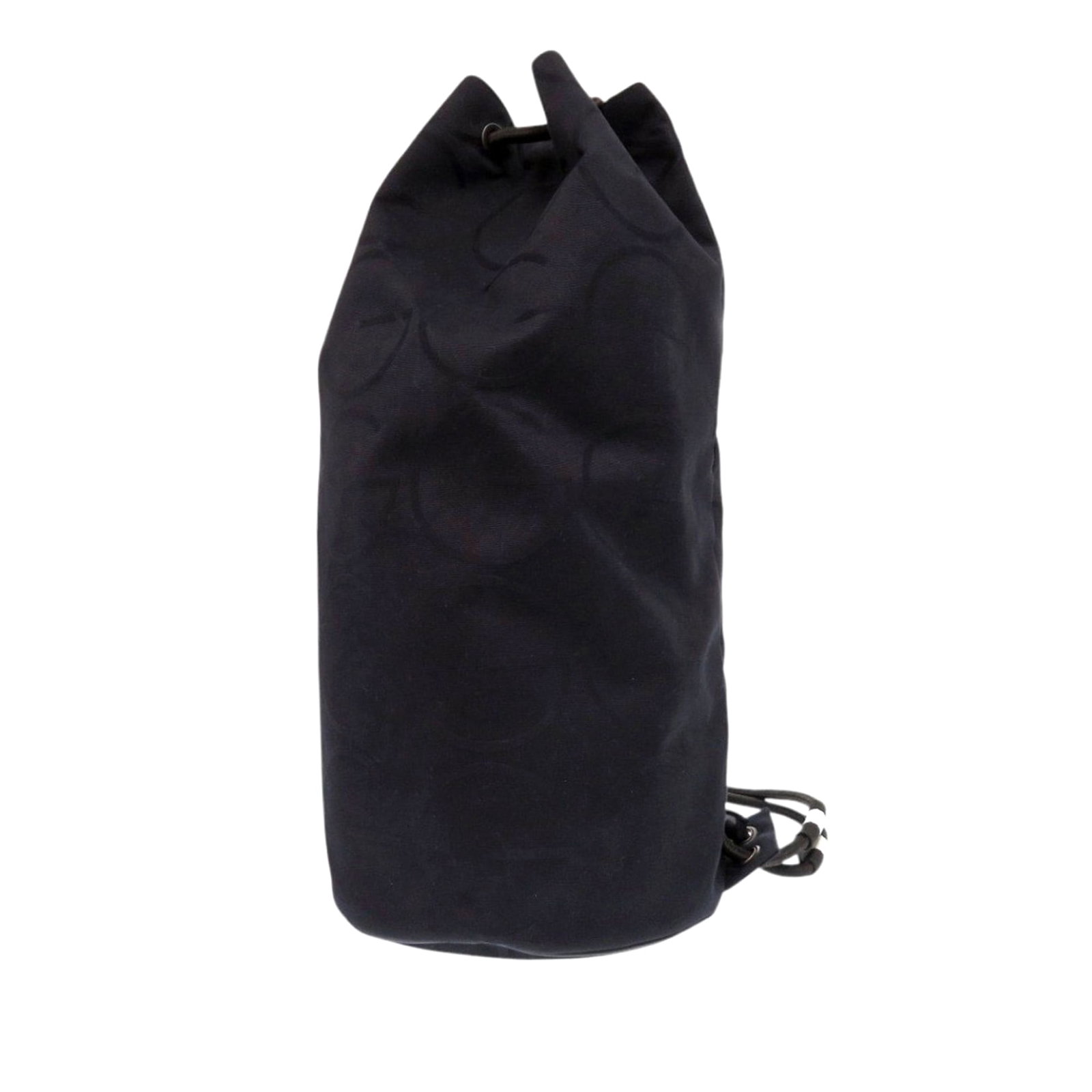 Gucci G Monogram Drawstring Crossbody Bag in Black Canvas: Gucci G Monogram Drawstring Crossbody Bag in Black Canvas Gucci G Monogram canvas drawstring sling bag in black. This crossbody style features a canvas body with an open top, drawstring closure, and b