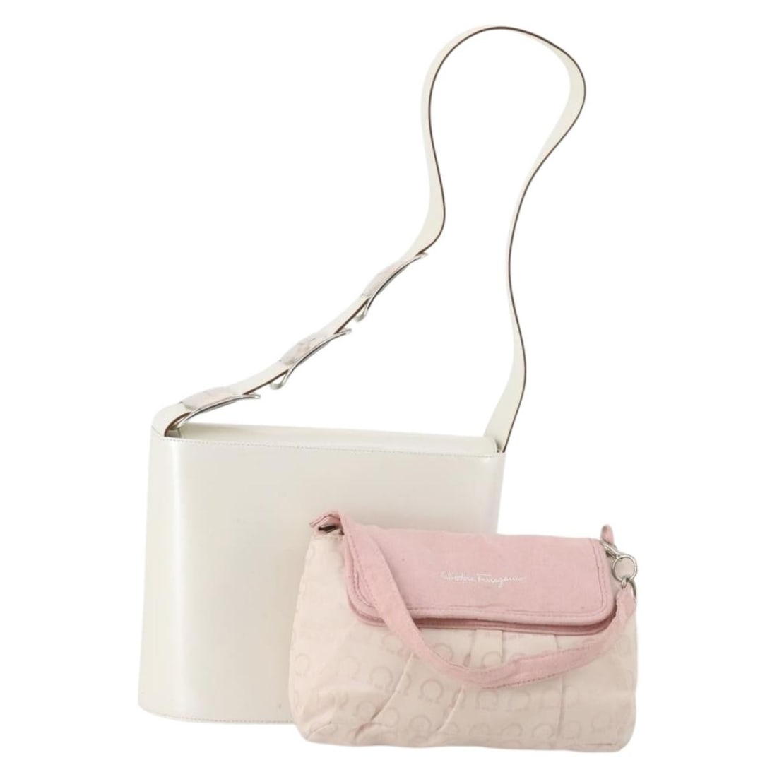Salvatore Ferragamo nylon leather handbag set White Pink dust bag (1 of 18)