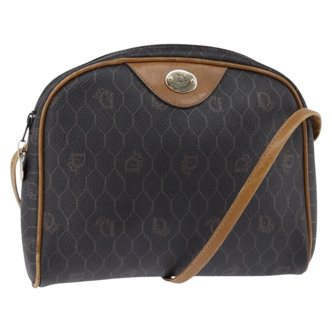 Christian Dior Vintage Honeycomb black canvas shoulder bag: Christian Dior Vintage Honeycomb black canvas shoulder bag This pre-owned Christian Dior Vintage Honeycomb shoulder bag features a black canvas exterior with leather accents. Designed for women, it of