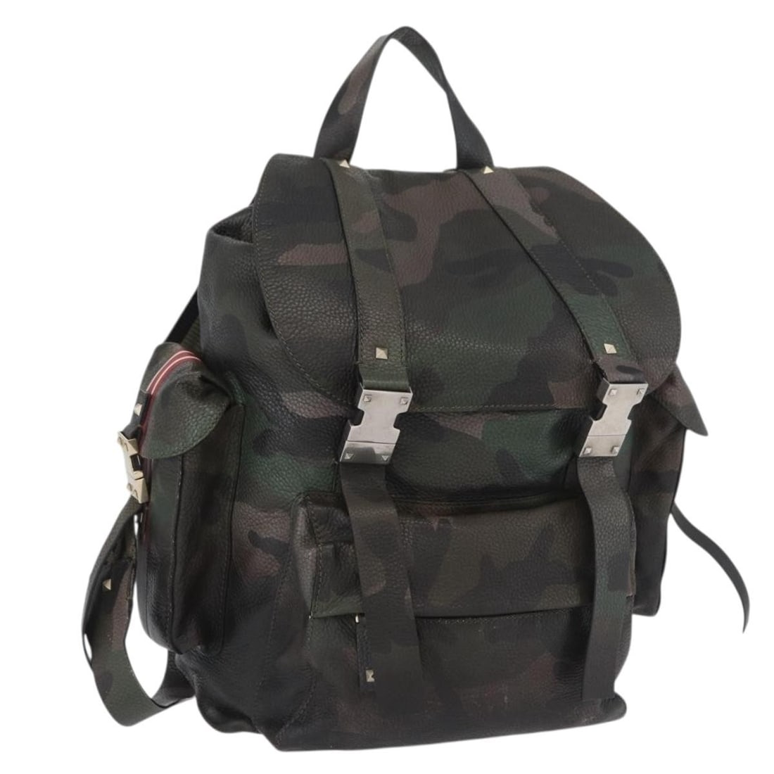 Valentino Khaki Leather Backpack for Women Made in Italy: Valentino Khaki Leather Backpack for Women Made in Italy This Valentino women's backpack features a khaki leather exterior and is made in Italy. The bag measures approximately 43 cm in height, 28 cm i