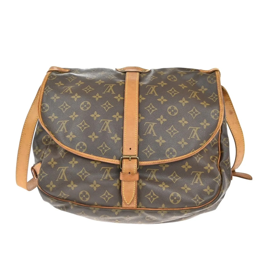 Brown Canvas Shoulder Bag Louis Vuitton Saumur: Brown Canvas Shoulder Bag Louis Vuitton Saumur This Louis Vuitton Saumur handbag features the iconic monogram canvas with leather accents. Designed for women, it comes in a classic brown color and is 