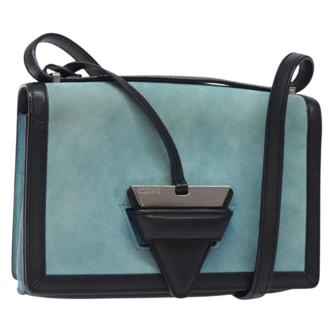 LOEWE Blue Silver Suede Shoulder Bag Auth 132888 Spain: LOEWE Blue Silver Suede Shoulder Bag Auth 132888 Spain This LOEWE shoulder bag showcases a stunning combination of blue and silver suede, perfect for adding a touch of elegance to any outfit. Designed