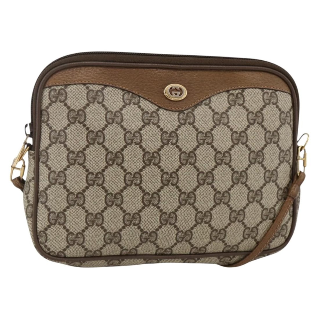 Gucci GG Supreme Beige Gold PVC Leather Women's Shoulder Bag 116 02 068: Gucci GG Supreme Beige Gold PVC Leather Women's Shoulder Bag 116 02 068 This is a GUCCI GG Supreme Shoulder Bag crafted from beige and gold PVC leather with GG canvas accents. Designed for women, this