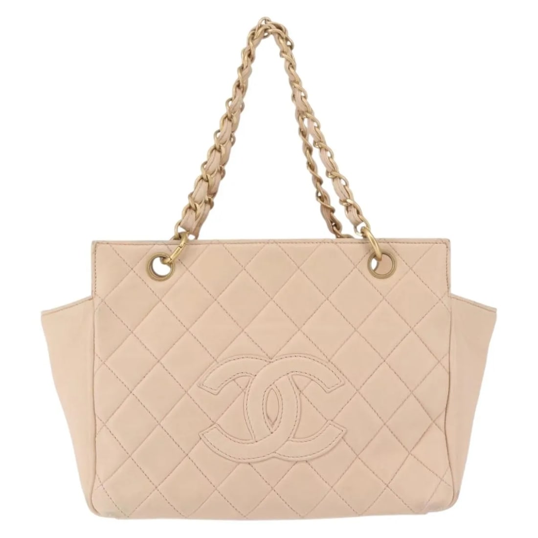 Chanel Quilted Calfskin Beige Petite Timeless Tote Leather Bag: Chanel Quilted Calfskin Beige Petite Timeless Tote Leather Bag This Chanel Petite Timeless Tote crafted from beige quilted calfskin leather combines classic elegance with practical dimensions ideal fo