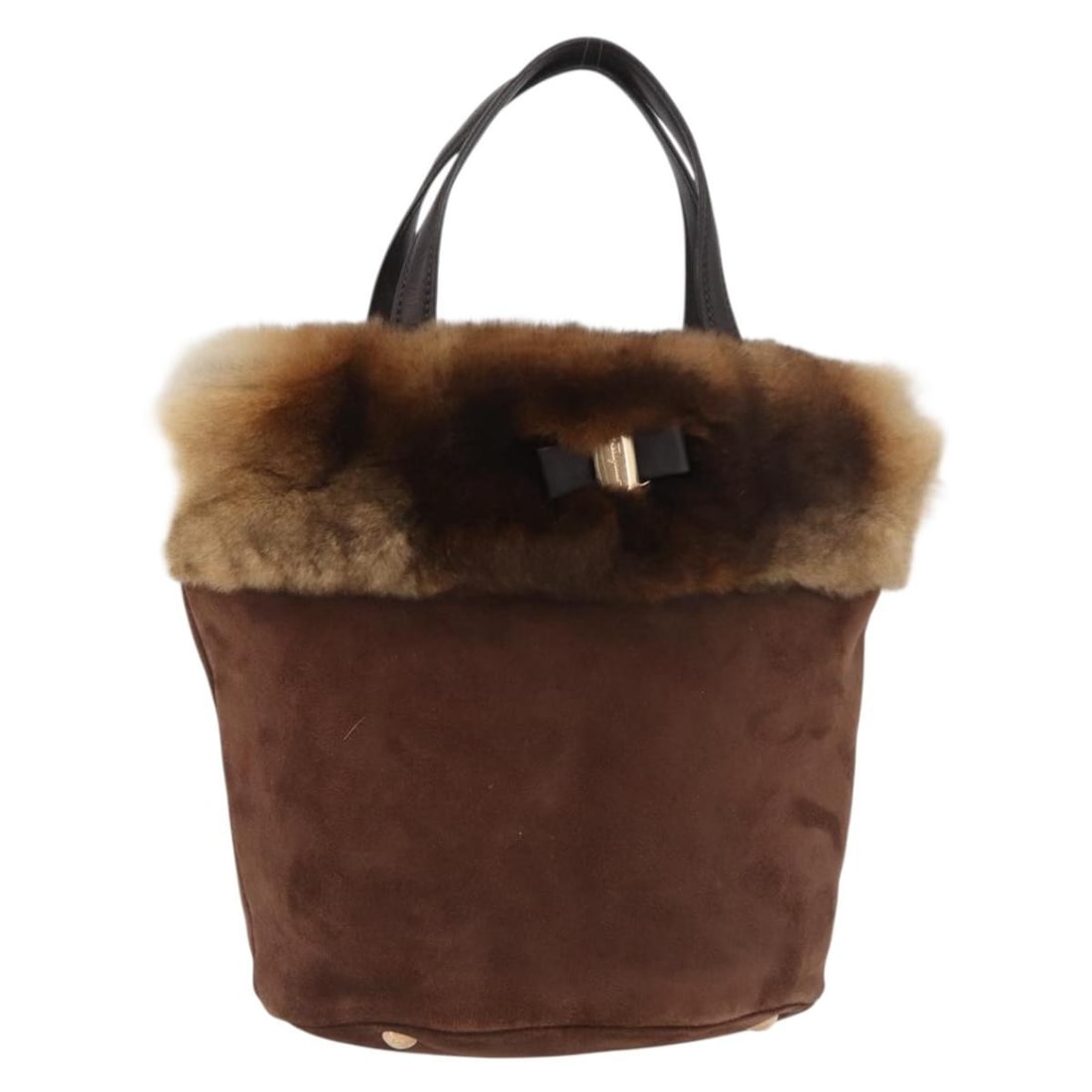 Salvatore Ferragamo Vala Fur Brown Gold Handbag Italy: Salvatore Ferragamo Vala Fur Brown Gold Handbag Italy This Salvatore Ferragamo Vala handbag features a fur exterior in brown and gold tones. Designed for women, it is made in Italy and has a structure