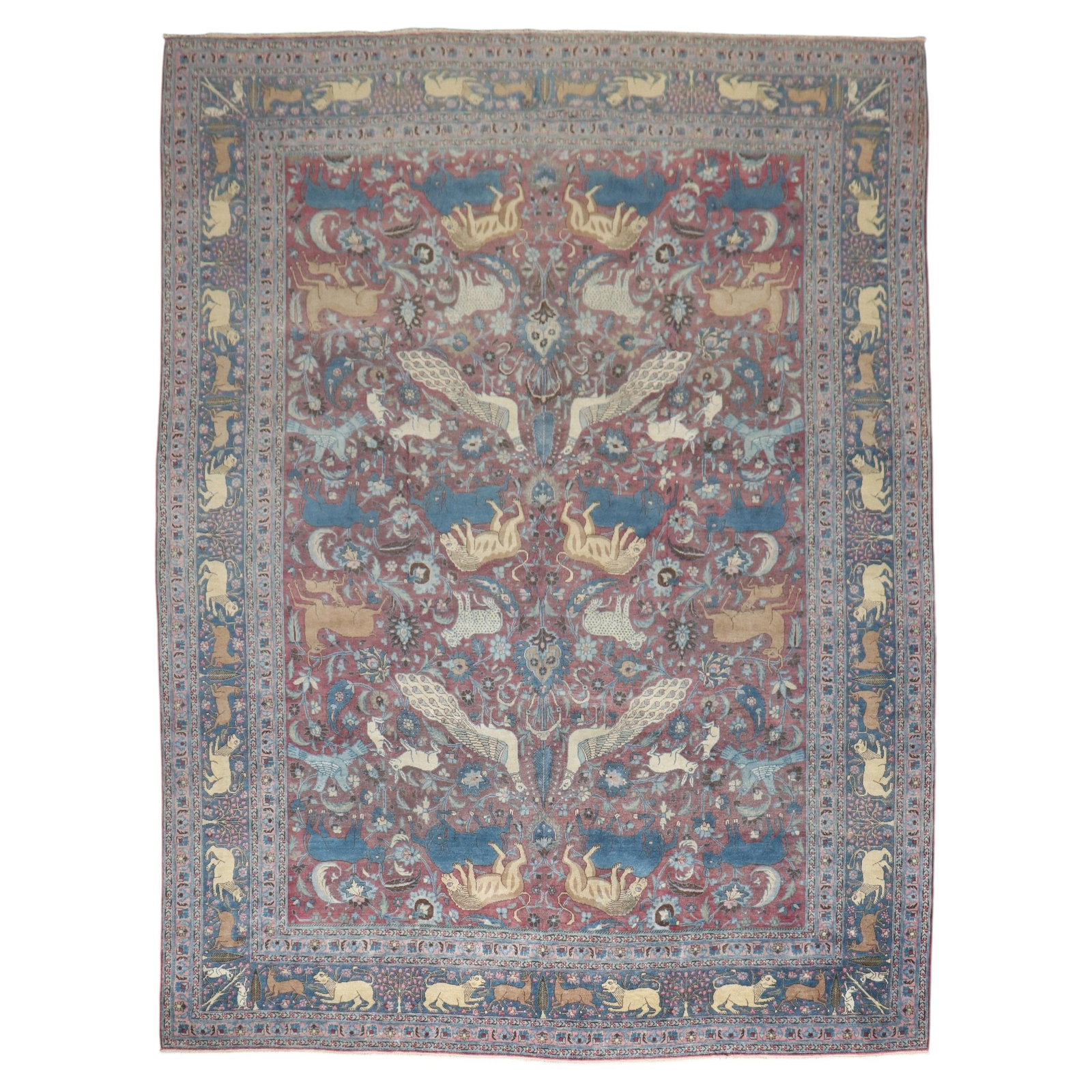 Persian Meshed Wool Rug with Animal Motifs Early 1900s 10'1 x 13'5 (1 of 15)