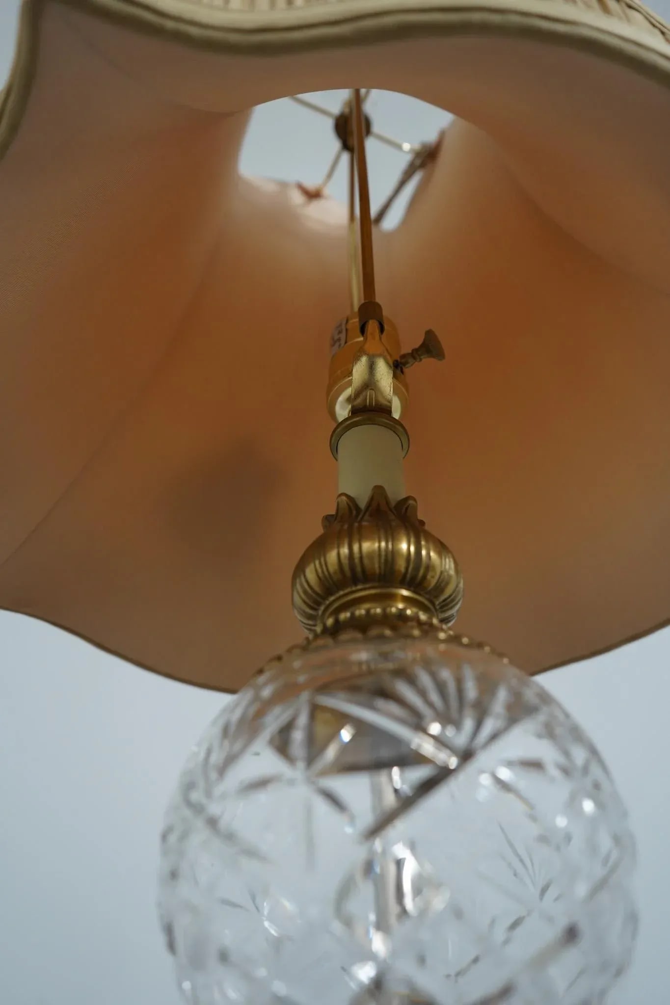 Elegant Pair of Regency Brass and Crystal Table Lamps 38 Inches Tall - 8