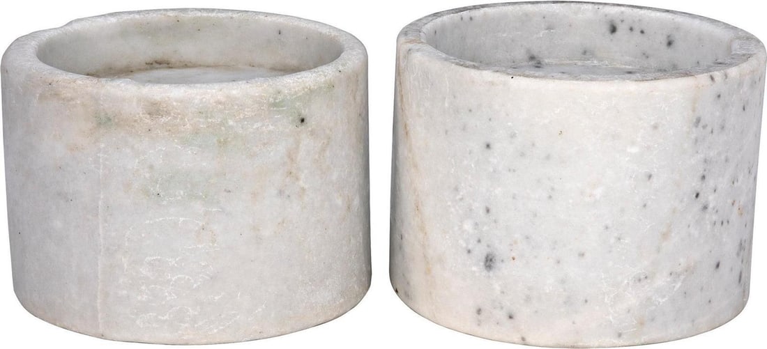 Transitional Style Bianco Crown Marble Candle Holders Set (1 of 1)