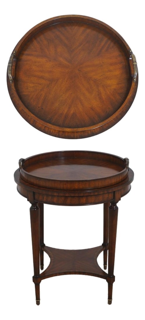 Maitland Smith Mahogany Tray Top Serving Table Round (1 of 10)