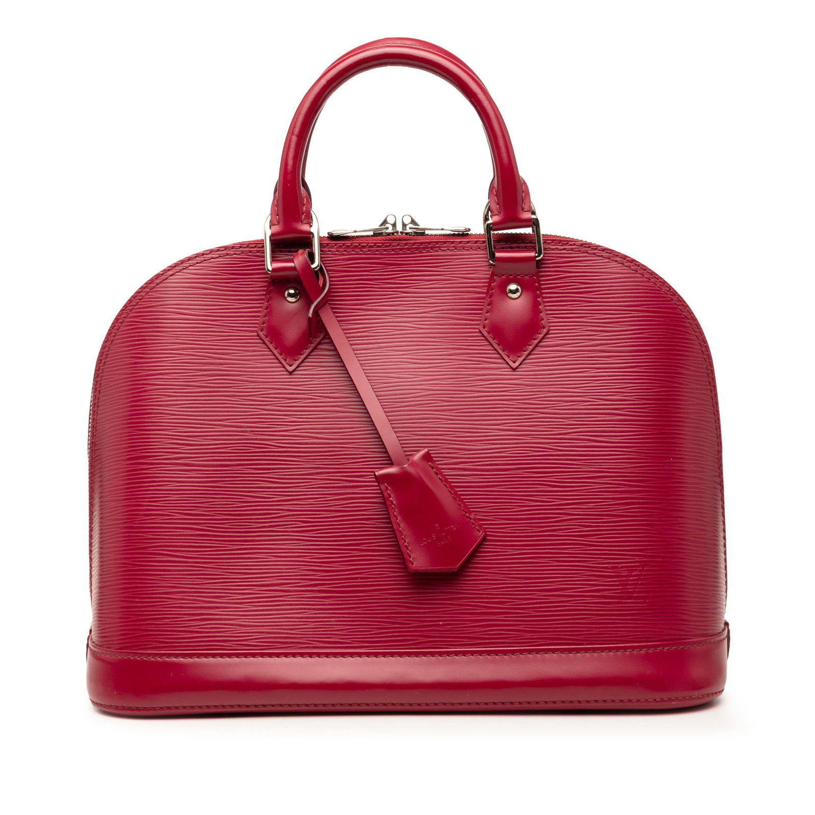 Louis Vuitton Alma PM Pink Epi Leather Handbag: Louis Vuitton Alma PM Pink Epi Leather Handbag Louis Vuitton Epi Alma PM handbag in pink leather with rolled leather handles, a top zip-around closure, and interior slip pockets. Made in France. Condi