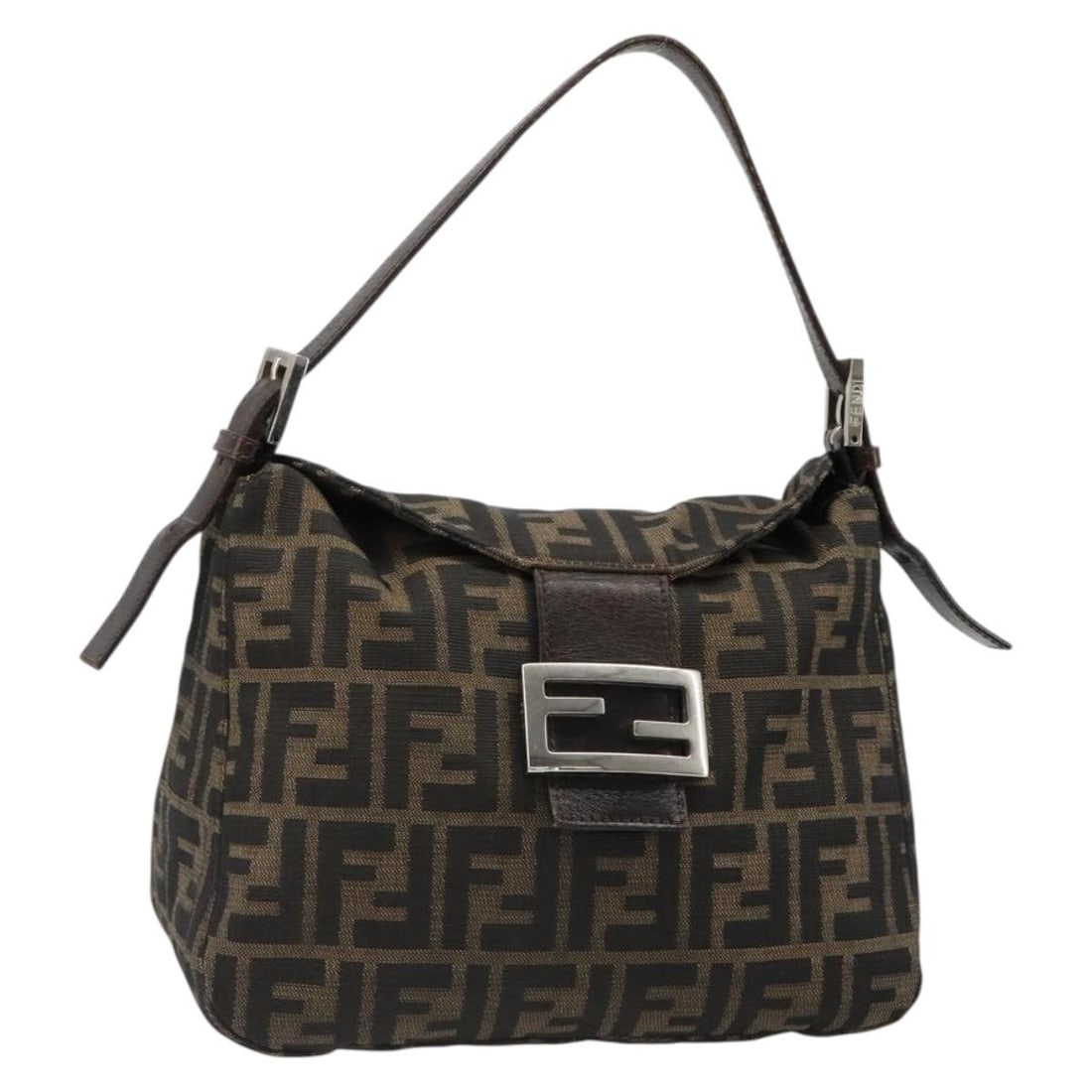 Fendi Mamma Baguette Zucca Canvas Shoulder Bag Black Brown: Fendi Mamma Baguette Zucca Canvas Shoulder Bag Black Brown Authentic Fendi Mamma Baguette shoulder bag in black and brown Zucca canvas. This women's shoulder bag is made in Italy and features an adjus