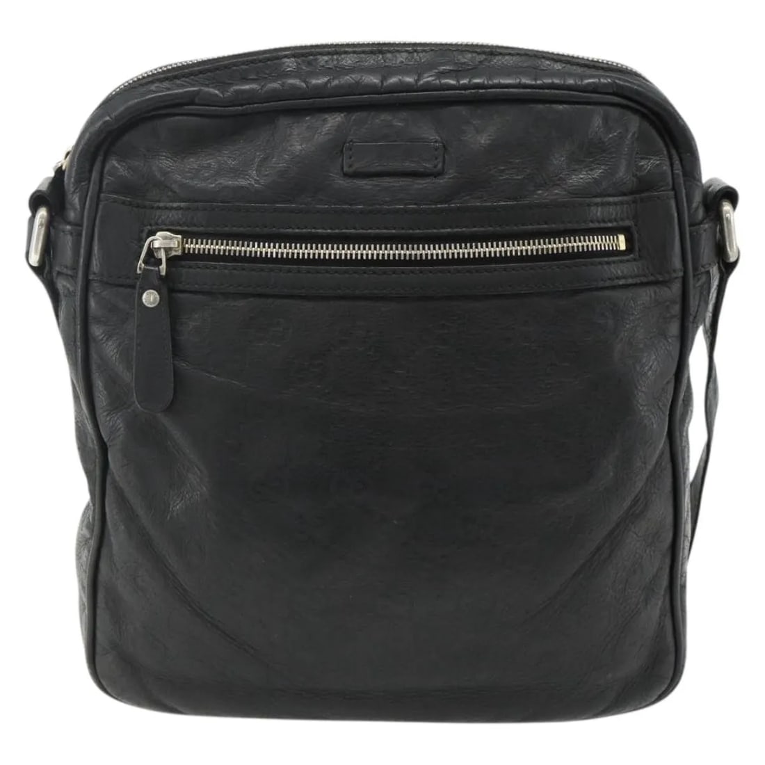 Gucci Front Zip Messenger Black Leather Shoulder Bag: Gucci Front Zip Messenger Black Leather Shoulder Bag Gucci Front Zip Messenger bag in black leather with a unisex design. This messenger shows visible wear consistent with good pre-owned condition, in