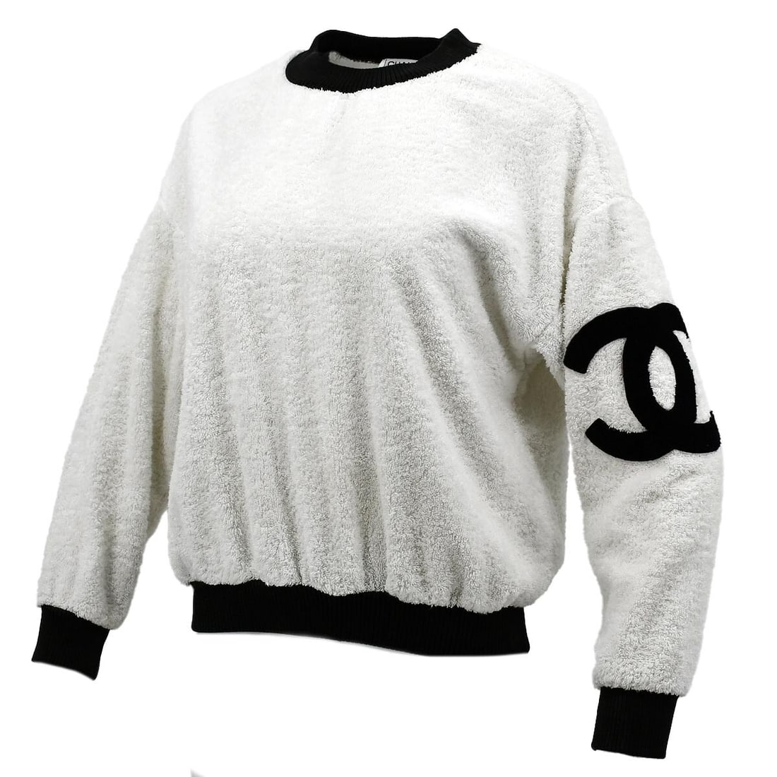 Vintage CHANEL Long Sleeve Sweatshirt Top in White Black (1 of 10)