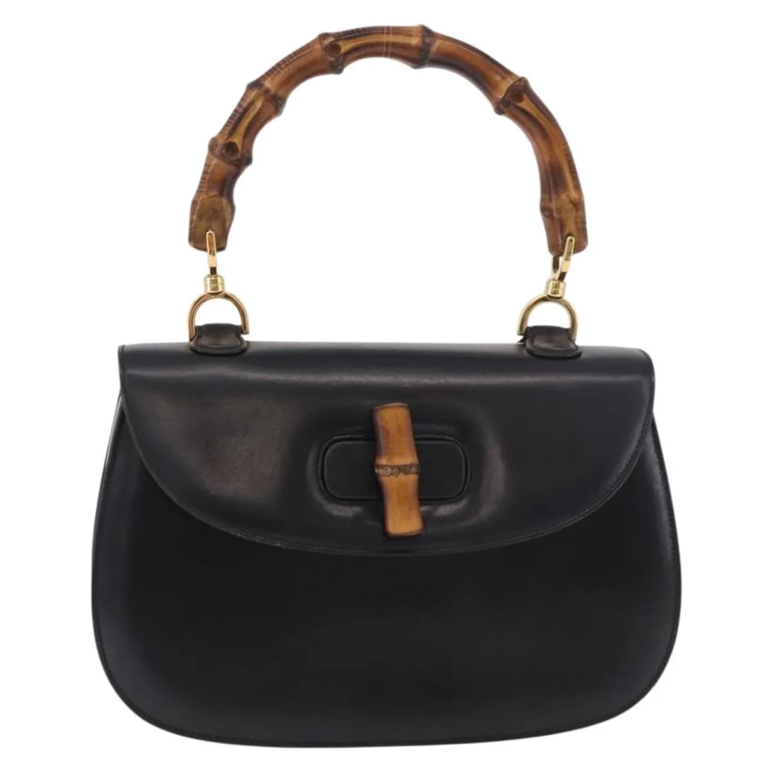 Gucci Vintage Bamboo Top Handle Leather Bag: Gucci Vintage Bamboo Top Handle Leather Bag This Gucci Vintage Convertible Bamboo Top Handle Bag is crafted from black leather and features the iconic bamboo top handle design. Made in Italy, it offer