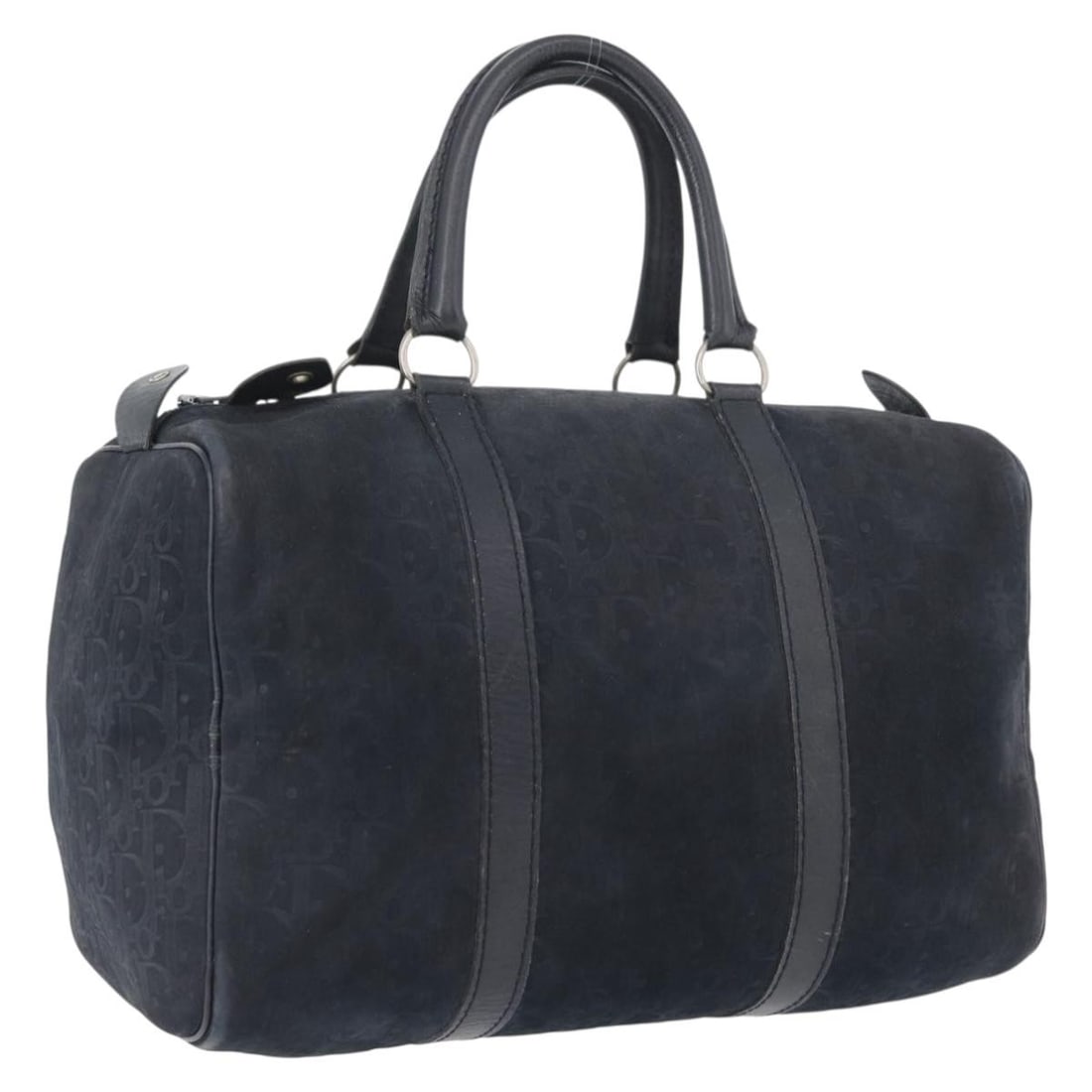 Christian Dior Boston Bag in Navy Suede with Silver Tone: Christian Dior Boston Bag in Navy Suede with Silver Tone Authentic Christian Dior Boston bag in navy suede with silver-tone accents. Made in France for women, this bag is offered without the original 