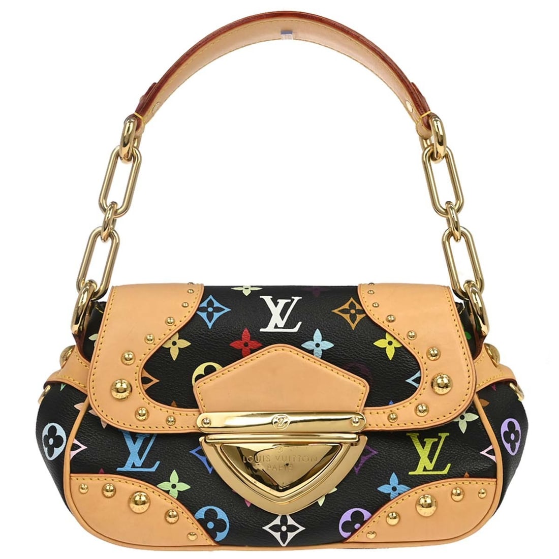 Louis Vuitton Marilyn M40128 Black Monogram Multicolor Top Handle Bag: Louis Vuitton Marilyn M40128 Black Monogram Multicolor Top Handle Bag Louis Vuitton Marilyn handbag in black Monogram Multicolor canvas with leather trim. This women's top handle bag features a colorf