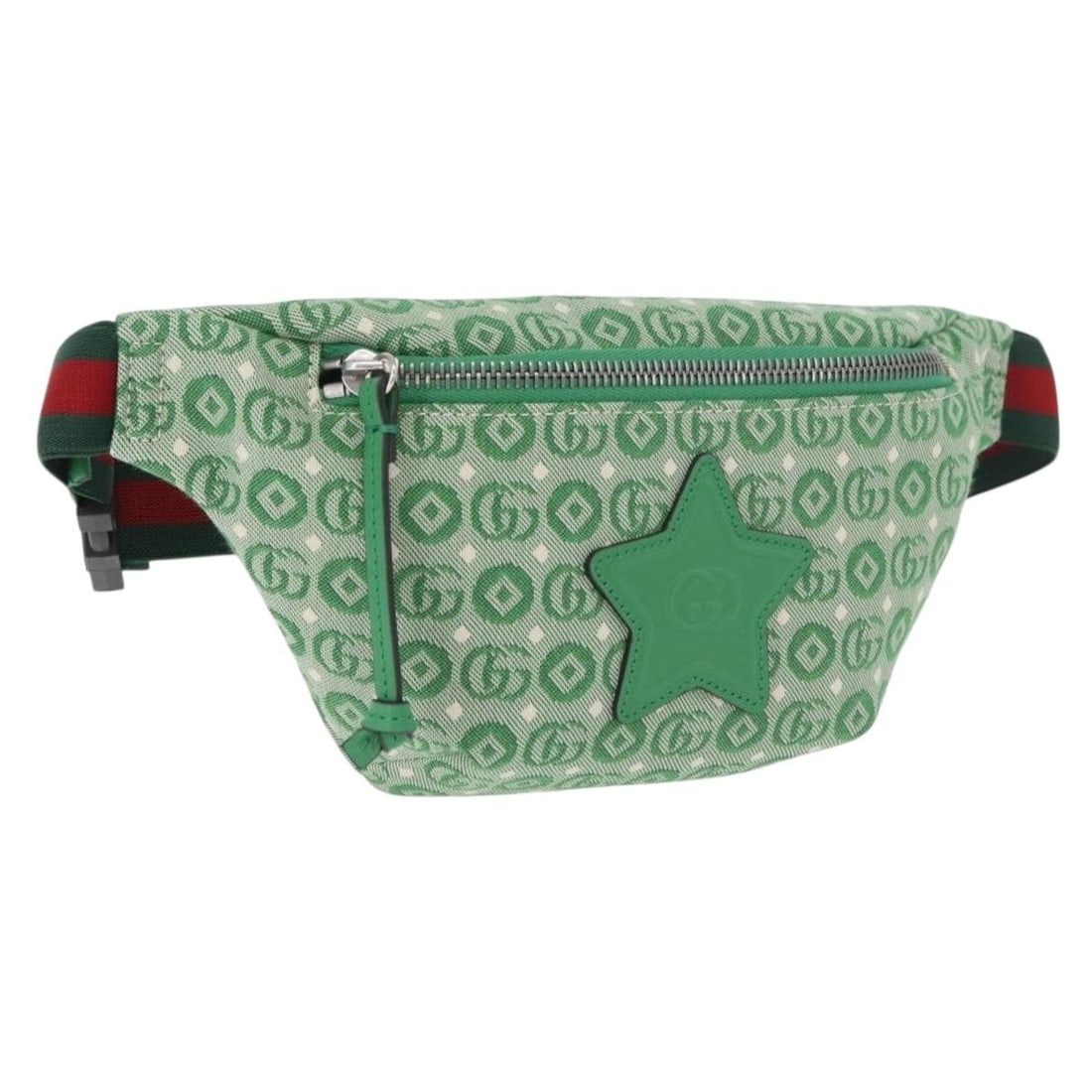 Gucci 502095 canvas belt bag green red silver: Gucci 502095 canvas belt bag green red silver Gucci Web Sherry Line waist bag in canvas with green, silver, and red coloring. Made in Italy, this women's waist bag includes a dust bag. The bag is in p
