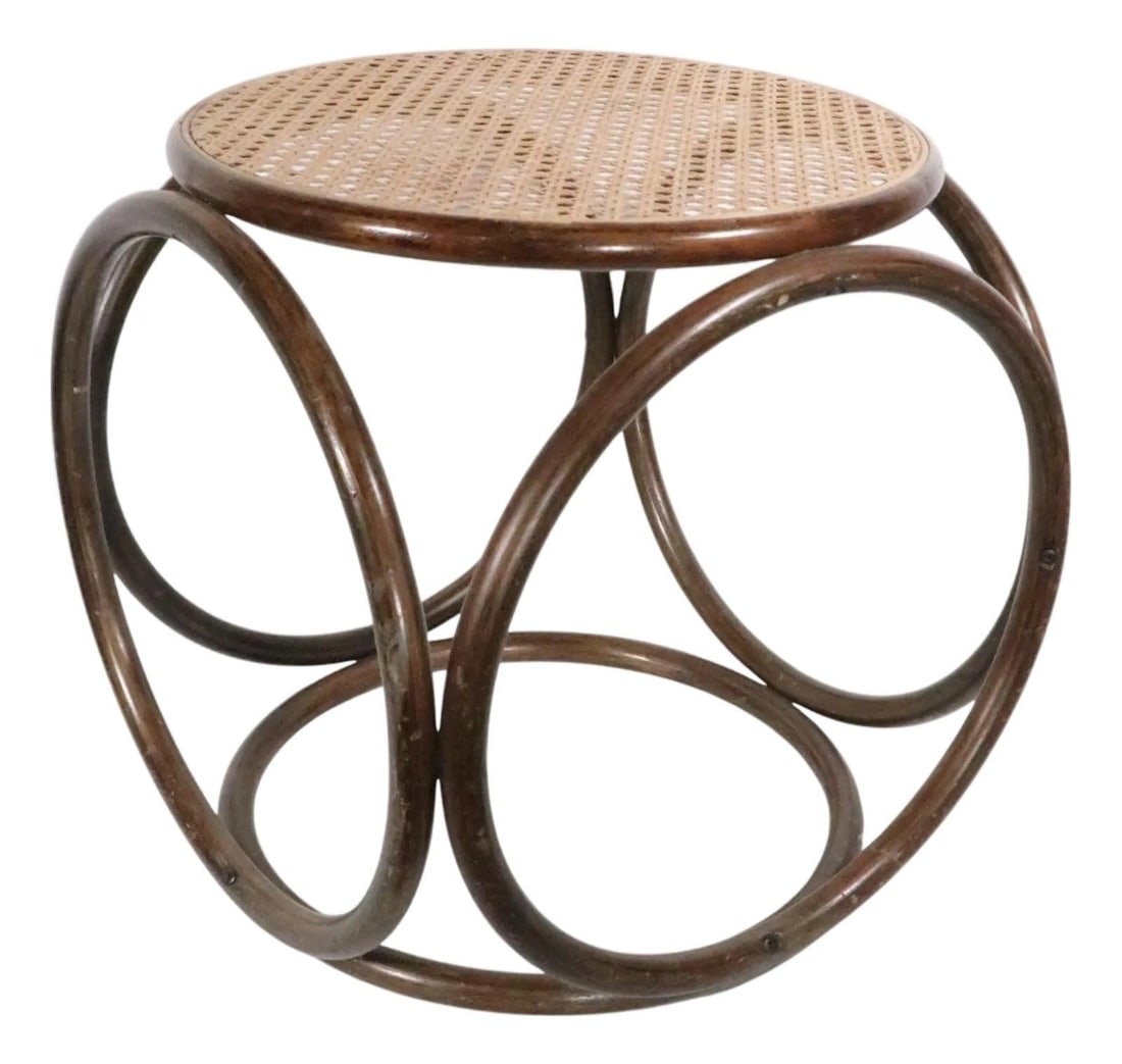 Thonet Attributed Bentwood Cane Ottoman Stool (1 of 7)