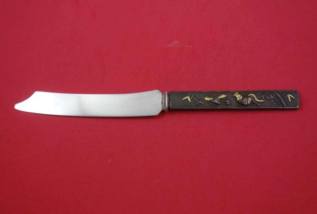 Japanese Kozuka Fish Knife Mixed Metals Gilt Rooster 8 3 8 (1 of 3)