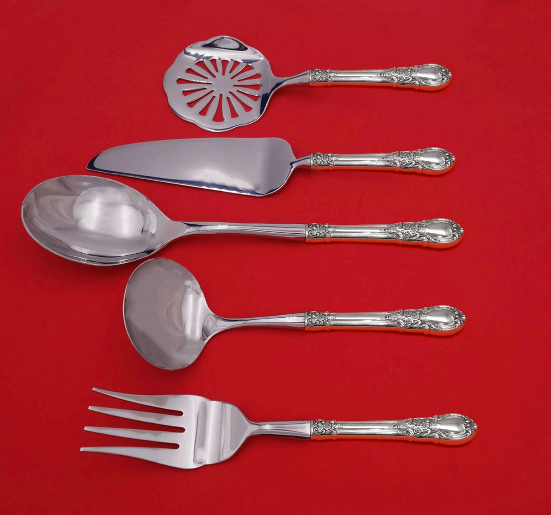 Lunt American Victorian Sterling Silver 5pc Thanksgiving Hostess Set: Lunt American Victorian Sterling Silver 5pc Thanksgiving Hostess Set Elevate your holiday dining experience with this exquisite 5-piece Thanksgiving serving set from Lunt, featuring the elegant Americ