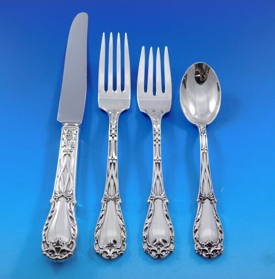 Kirk Quadrille Sterling Silver 4-Piece Place Setting: Kirk Quadrille Sterling Silver 4-Piece Place Setting Enhance your dining experience with this elegant 4-piece place setting from the Quadrille pattern by Kirk. Crafted from high-quality sterling silve