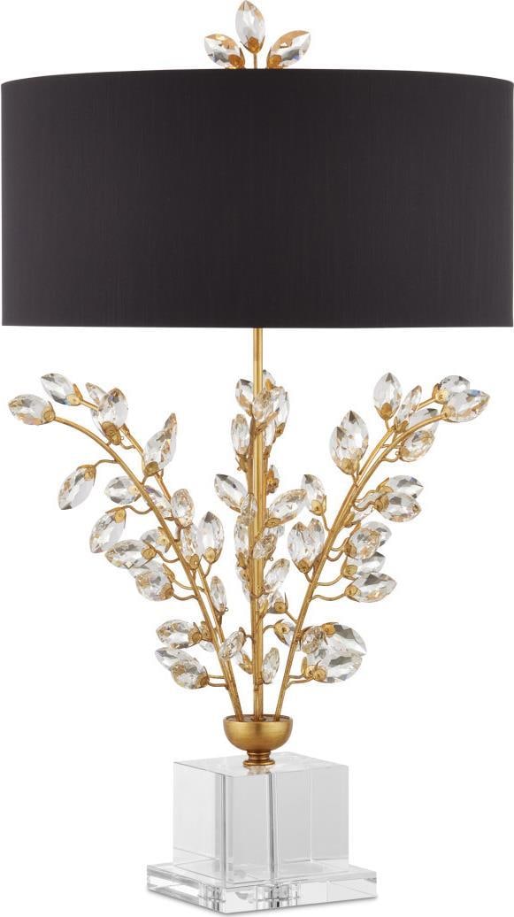 Currey Chinois Gold Leaf Table Lamp Black Shade UL Listed (1 of 4)