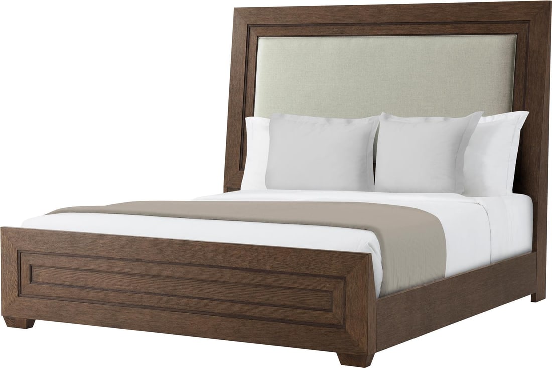Lauro King Bed in Charteris by Theodore Alexander Oak Veneer: Lauro King Bed in Charteris by Theodore Alexander Oak Veneer Introducing the Lauro King Bed in Charteris by Theodore Alexander, a stunning addition to your bedroom decor. Crafted from high-quality oak