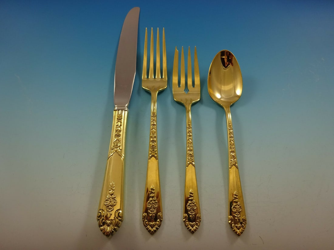 Royal Crest Promise Vermeil Sterling Silver 4-Piece Place Setting: Royal Crest Promise Vermeil Sterling Silver 4-Piece Place Setting Enhance your dining experience with this exquisite 4-piece place setting from the Promise Vermeil collection by Royal Crest. Crafted f