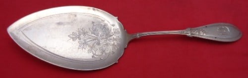Whiting Italian Sterling Silver Bright-Cut Pie Server 8 3/4" Monogrammed: Whiting Italian Sterling Silver Bright-Cut Pie Server 8 3/4" Monogrammed This exquisite pie server from Whiting features the elegant Italian pattern and is crafted from all-sterling silver. Measuring 