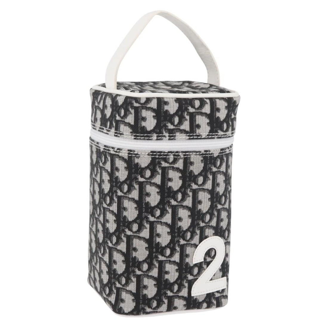 Christian Dior Trotter Canvas Vanity Bag Black Silver Spain: Christian Dior Trotter Canvas Vanity Bag Black Silver Spain This Christian Dior Trotter Canvas vanity handbag features a black and silver color scheme with PVC leather and canvas materials. Designed f