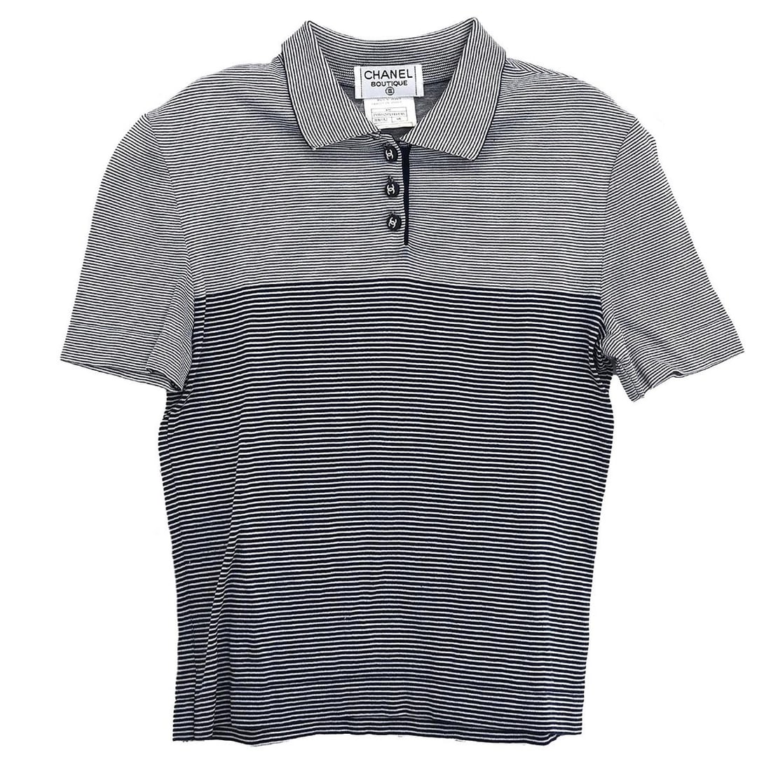 Vintage Chanel Navy Cotton Polo Top Womens Size 38 France (1 of 10)