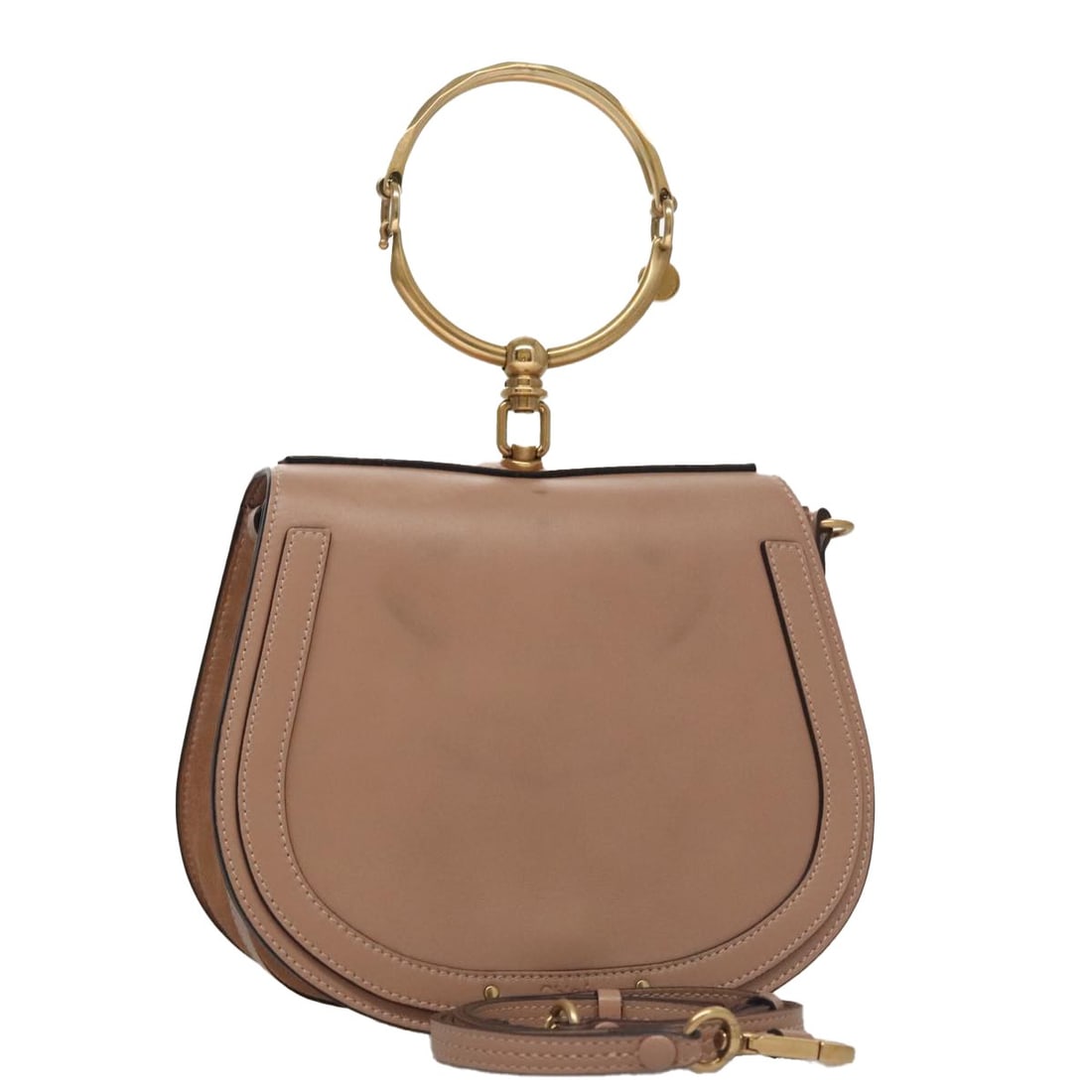 Chloe Nile 2way Leather Handbag Pink Gold with Shoulder Strap: Chloe Nile 2way Leather Handbag Pink Gold with Shoulder Strap Chloe Nile 2-way handbag in pink leather with gold-tone accents. Made in Italy, this women's bag includes a shoulder strap for hand or sho