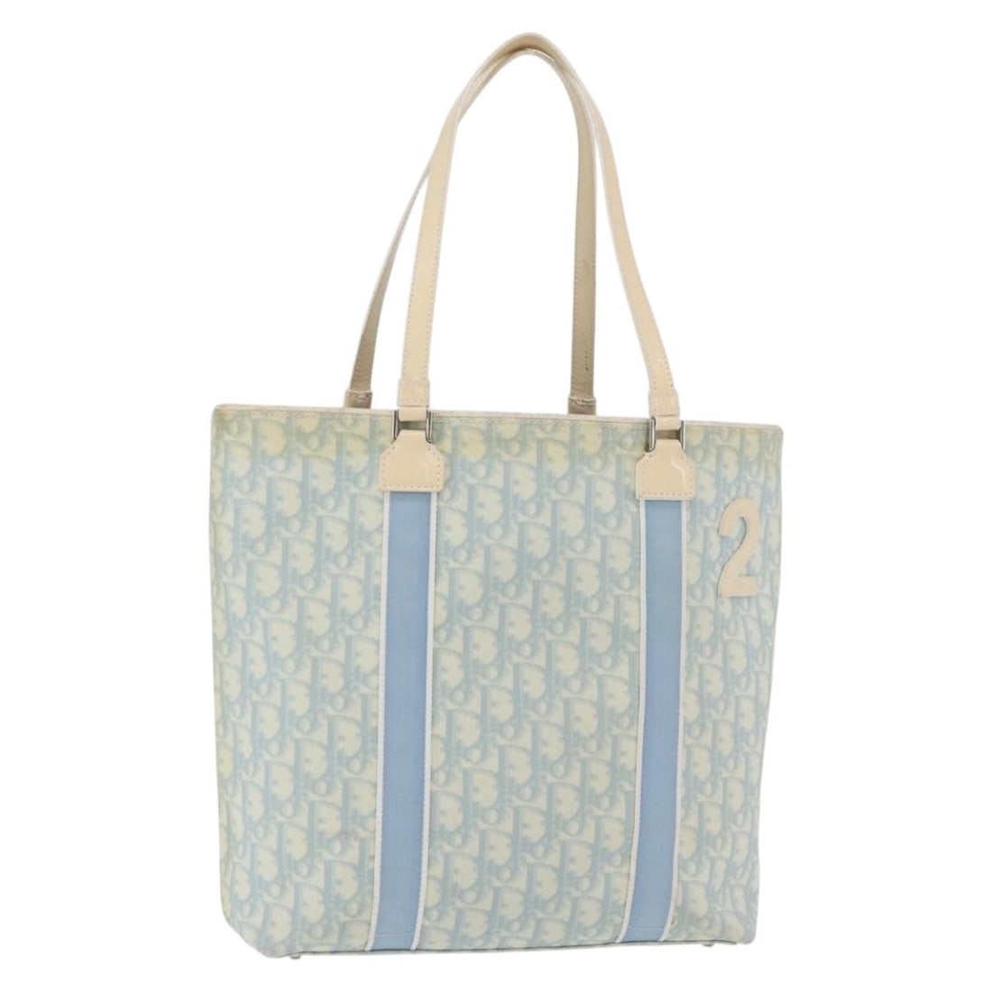 Christian Dior Trotter Canvas Blue Silver Tote Bag PVC Leather: Christian Dior Trotter Canvas Blue Silver Tote Bag PVC Leather This Christian Dior Trotter Canvas tote bag features a blue and silver color scheme with PVC leather and canvas materials. Designed for w