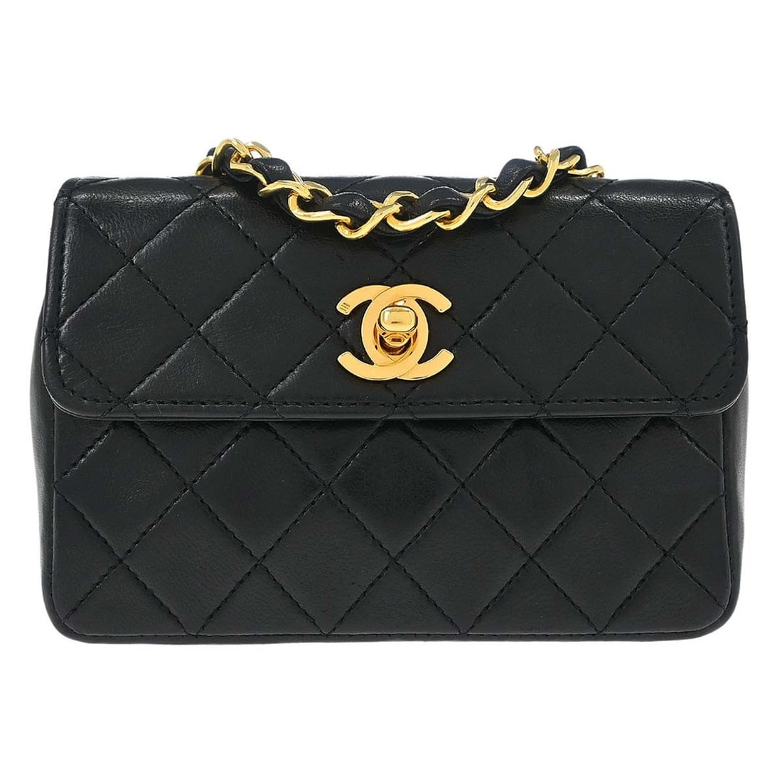 CHANEL Classic Single Flap Small Black Lambskin Shoulder Bag: CHANEL Classic Single Flap Small Black Lambskin Shoulder Bag Chanel Straight Flap chain shoulder bag in black lambskin leather with a turn-lock closure and black lining. This small women's shoulder ba