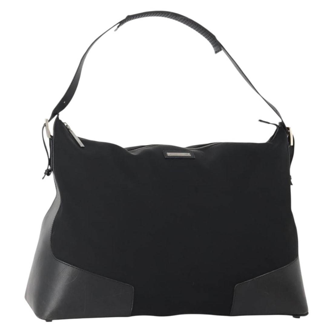 Gucci Black Canvas Women's Shoulder Bag Silver Accents Italy: Gucci Black Canvas Women's Shoulder Bag Silver Accents Italy This Gucci shoulder bag is crafted from black and silver canvas and designed for women. Made in Italy, it features a spacious interior and 