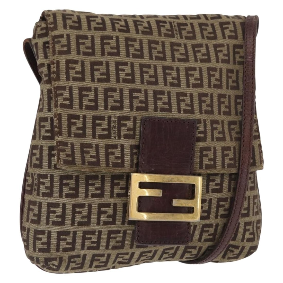 FENDI Zucchino Canvas Handbag Brown and Gold Italy: FENDI Zucchino Canvas Handbag Brown and Gold Italy Authentic Fendi shoulder bag in brown and gold Zucchino canvas. This women's bag is made in Italy and features a slim profile with an adjustable shou
