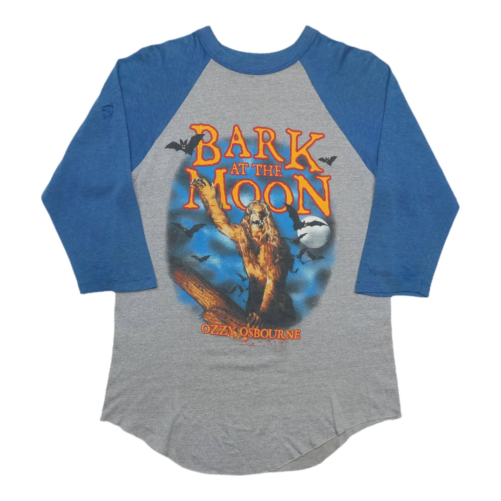 Ozzy Osbourne 1984 Tour Grey 50 50 Cotton Poly Jersey: Ozzy Osbourne 1984 Tour Grey 50 50 Cotton Poly Jersey This is an original vintage 1984 Ozzy Osbourne Bark at the Moon Tour jersey. The shirt is not a modern reproduction and features a worn condition 