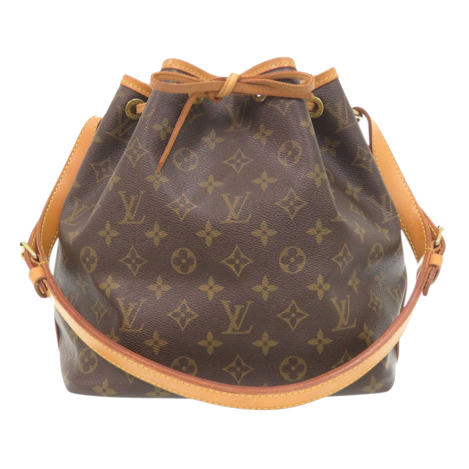 Louis Vuitton Petit Noe Monogram Drawstring Shoulder Bag: Louis Vuitton Petit Noe Monogram Drawstring Shoulder Bag Louis Vuitton Monogram Petit Noe bucket bag crafted with a monogram canvas body and vachetta leather trim. It features an adjustable flat vache