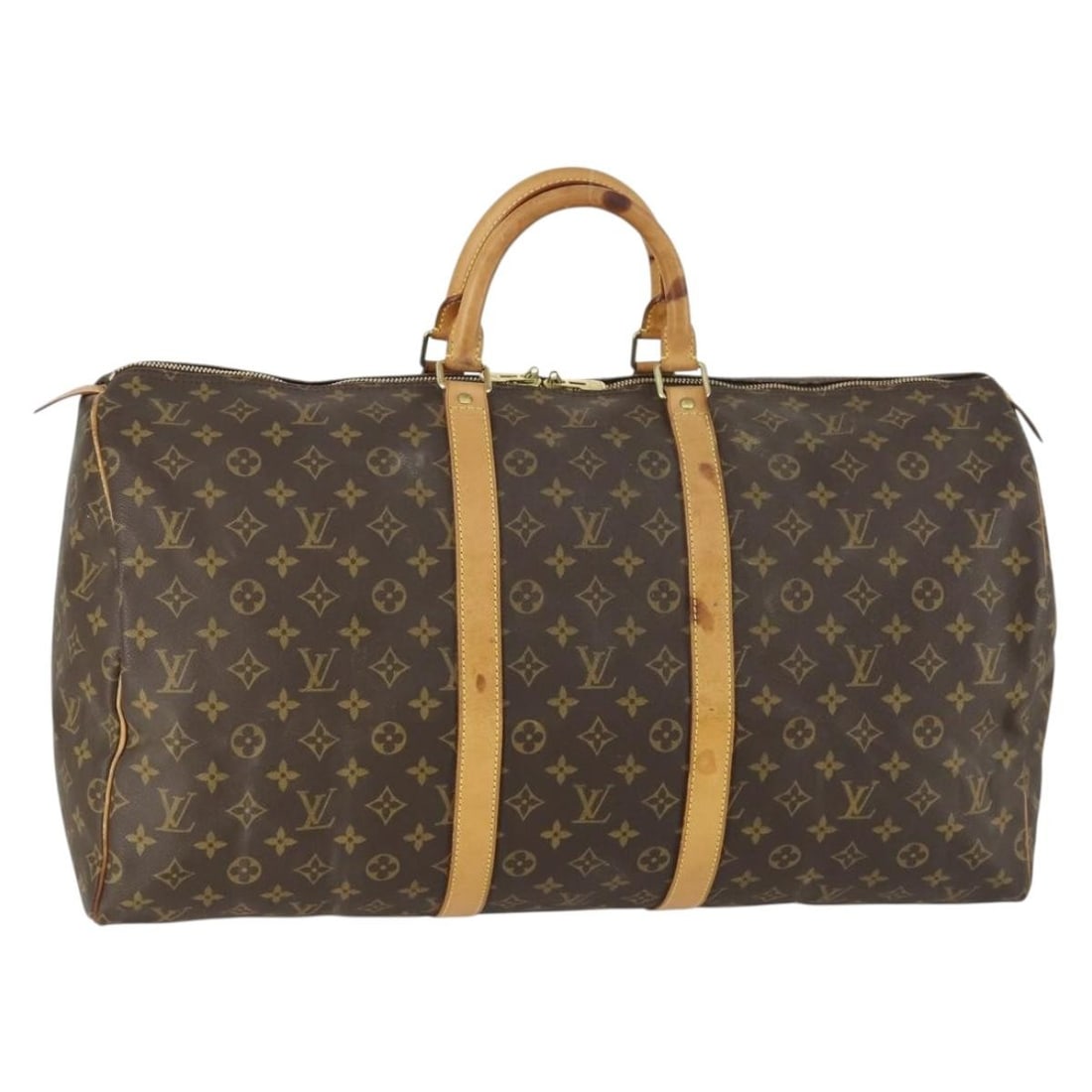 Louis Vuitton M41424 Keepall 55 Monogram Canvas Boston Bag: Louis Vuitton M41424 Keepall 55 Monogram Canvas Boston Bag Louis Vuitton Keepall 55 Boston bag in Monogram canvas, model M41424, made in France. This women's travel bag is offered in heavily used cond