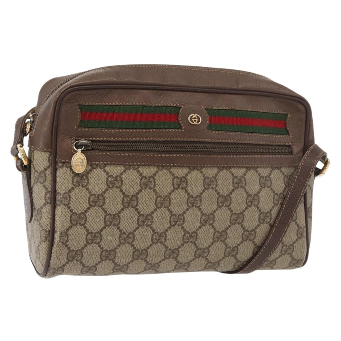 Gucci Sherry Line beige gold PVC shoulder bag 001 113 6472: Gucci Sherry Line beige gold PVC shoulder bag 001 113 6472 This is a Gucci GG Supreme Web Sherry Line shoulder bag crafted from PVC leather and GG canvas in beige and gold tones. Made in Italy, the ba
