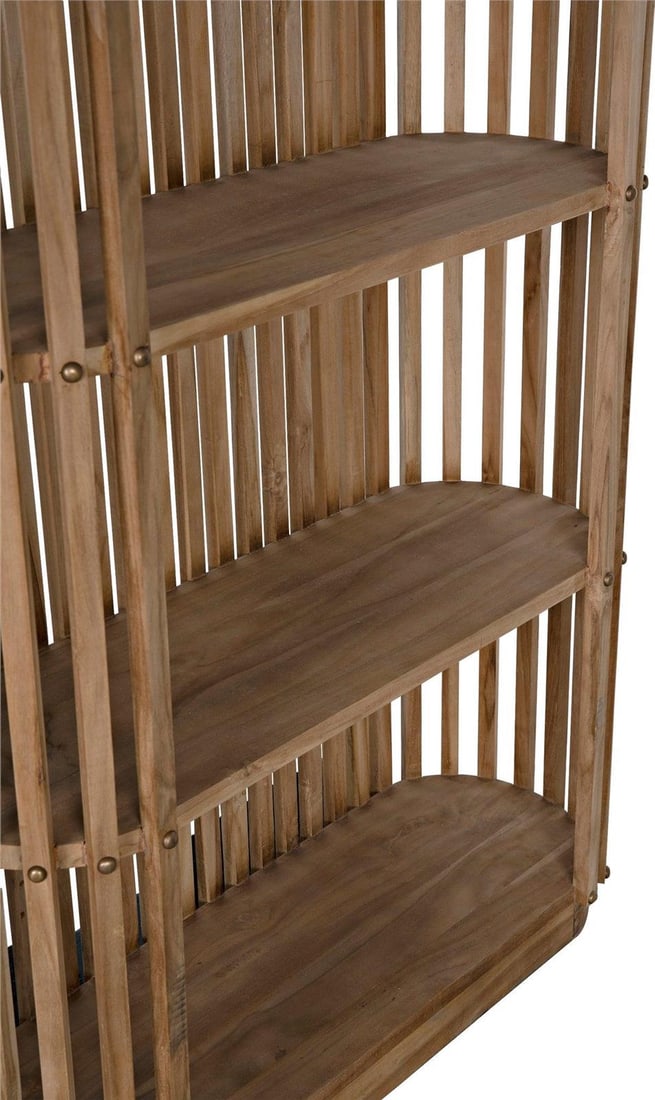 Noir Campaign Style Teak Bookcase with Brass Nailheads 78H (1 of 11)