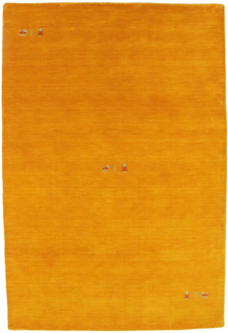 Gabbeh Modern Wool Rug Pictorial Design Marigold 4'1 x 6'0 Handmade (1 of 18)